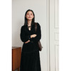 HeyDress法式复古丝绒连衣裙女秋冬宽松收腰气质小黑裙赫本礼服裙 商品缩略图0