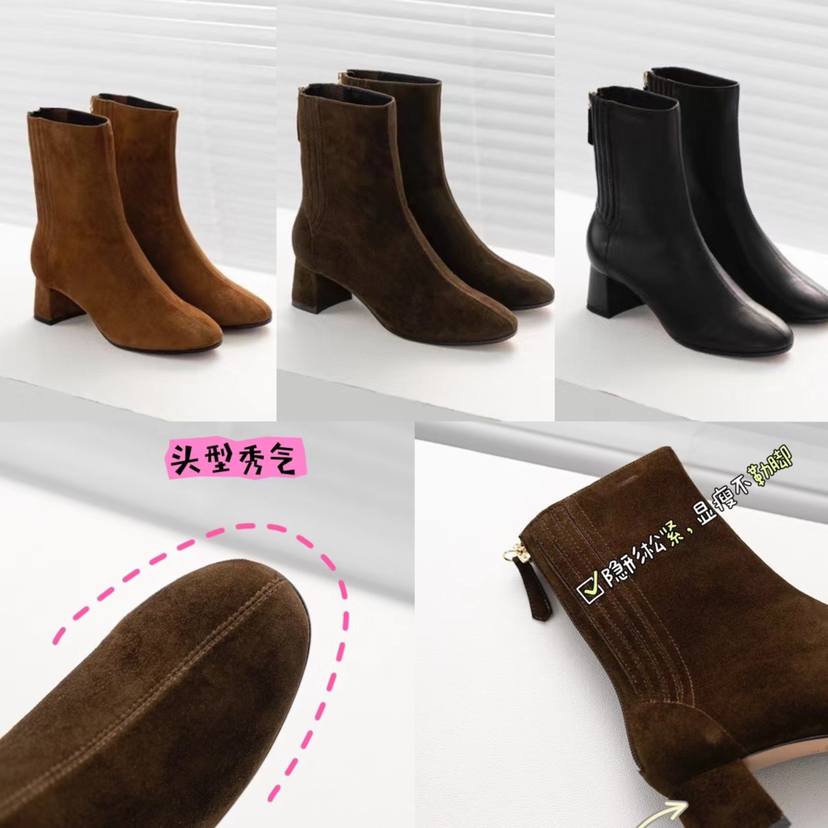 【à perles】WR小圆头短靴 完美修饰脚型，宽脚也可以穿【现货】