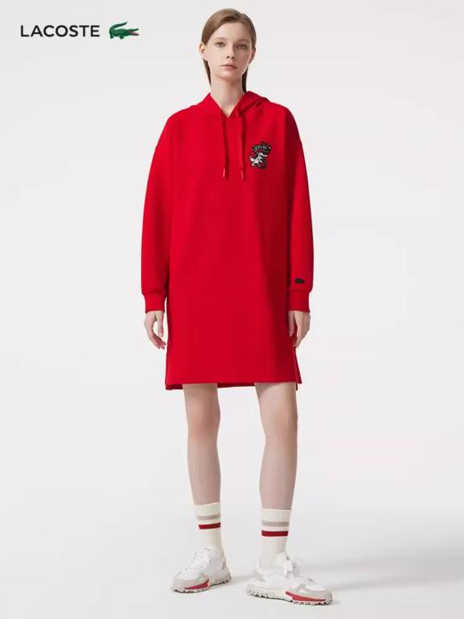 Lacoste法国鳄鱼新款龙年新年系列女装红色连帽卫衣连衣裙EF5805-98 商品图0