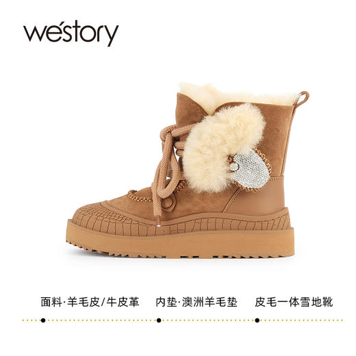 westory2023秋冬新款雪地靴女羊皮毛一体防滑厚底加厚保暖雪地靴W23DS83831 商品图4