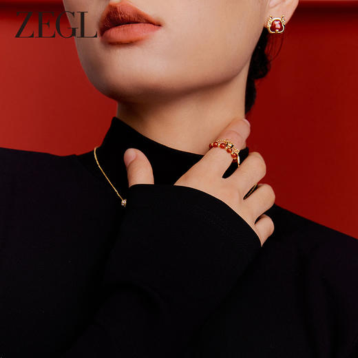 ZEGL设计师本命年龙系列红玛瑙戒指女生小众设计高级感新年食指戒 商品图5