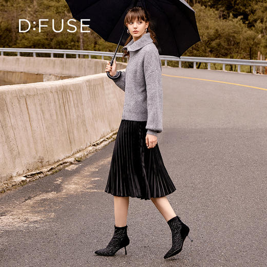 DFuse迪芙斯冬季新款尖头斑马纹弹力踝烫钻短靴DF34116055 商品图5