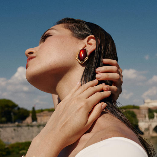 【范冰冰&王霏霏&李斯丹妮&刘忻同款】Retro Chic 意大利复古时尚首饰 红丝绒耳钉 商品图1