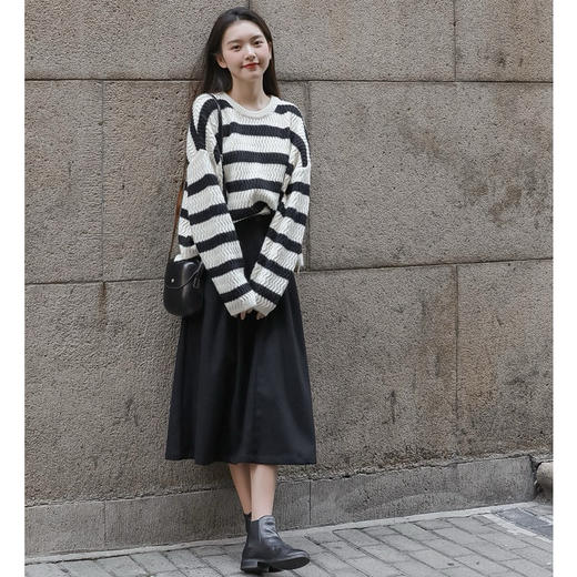 SUTUS苏图诗@欧货赫本蓬蓬裙丨法式高腰毛呢中长款伞裙本身裙 商品图0