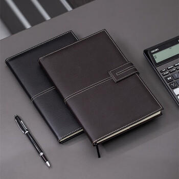 得力（deli）16K120张荔枝纹磁扣皮面本 商务记事本工作笔记本本子250mm*175mm 黑色3344 商品图0