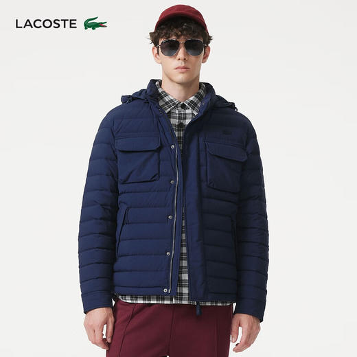 【海南专供价】Lacoste法国鳄鱼男装新款时尚连帽鹅绒羽绒服外套BH8537-98 商品图0
