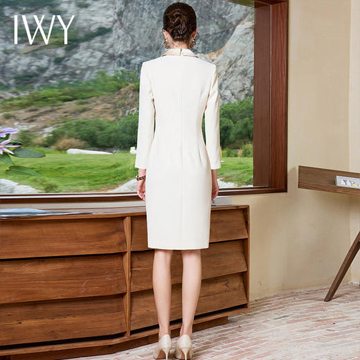 IWY/杏色正式场合西装连衣裙女秋冬长袖物业经理前台工作服气质Q1034 商品图3