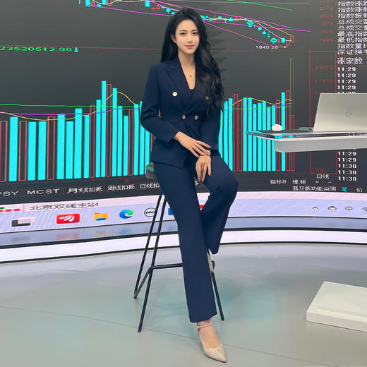 IWY/藏青色职业套装女秋冬2023新款修身西装商务经理正装工作服C11355+P31356 商品图0
