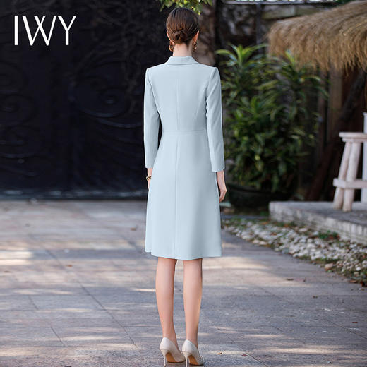 IWY/蓝色高级感职业连衣裙女小香风裙子秋冬季新款演讲比赛服正装Q982 商品图3