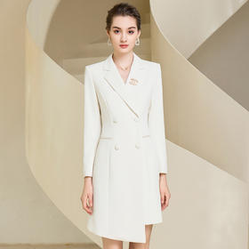 IWY/杏色正式场合连衣裙秋冬高端职业装气质女神范职场套裙医美工作服233022Q1