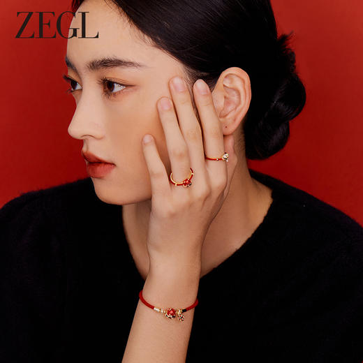 ZEGL设计师本命年龙系列红色开口戒指女小众设计古风元宝食指戒子 商品图5