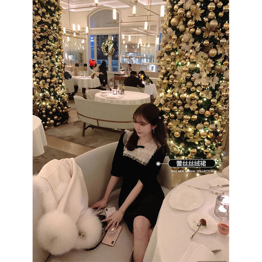 金蘑菇菇 日落奏鸣曲 小黑裙线/ 年末惊艳组！复古惊艳年会连夜裙 商品图0