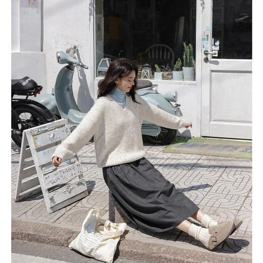 SUTUS苏图诗@欧货赫本蓬蓬裙丨法式高腰毛呢中长款伞裙本身裙 商品图2