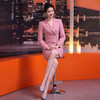 IWY/长袖粉色播音艺考主持人正装女修身显瘦职业装高级感西装裙子22Q232 商品缩略图2