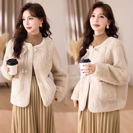 冬季新款，潮流时尚包边羊羔毛皮毛一体外套HR-FDNW23213 商品图2