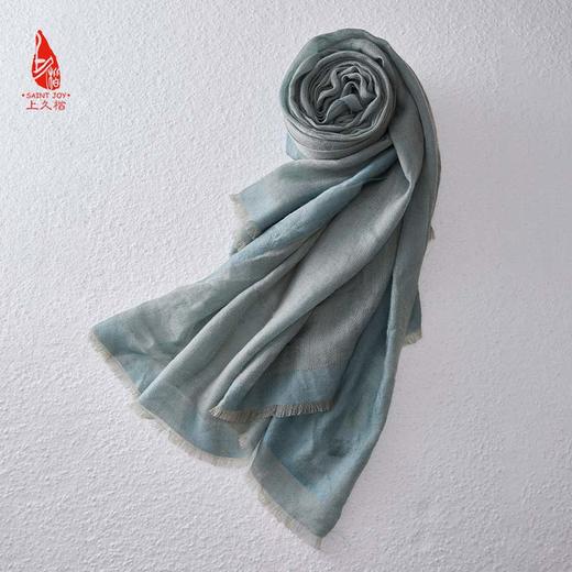 SAINTJOY/上久楷 羊绒围巾  披肩  羊绒缎纹风清月白长披肩 PJS23016 商品图3