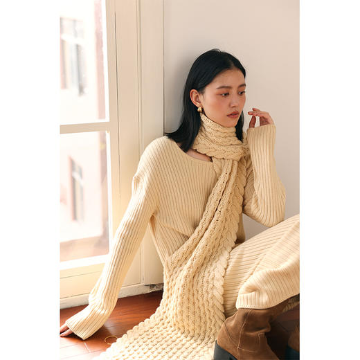 HeyDress方领针织连衣裙法式宽松慵懒感毛衣裙直筒气质裙子 商品图1