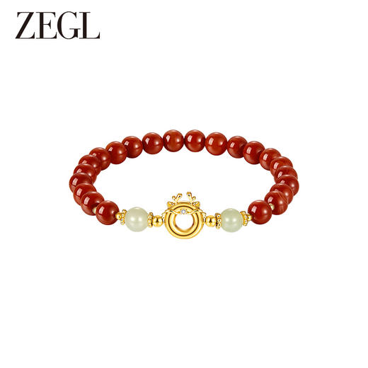 ZEGL设计师本命年龙系列吉祥萌龙红玛瑙串珠手链女新年和田玉手串 商品图0