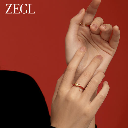 ZEGL设计师本命年龙系列红色开口戒指女小众设计古风元宝食指戒子 商品图4
