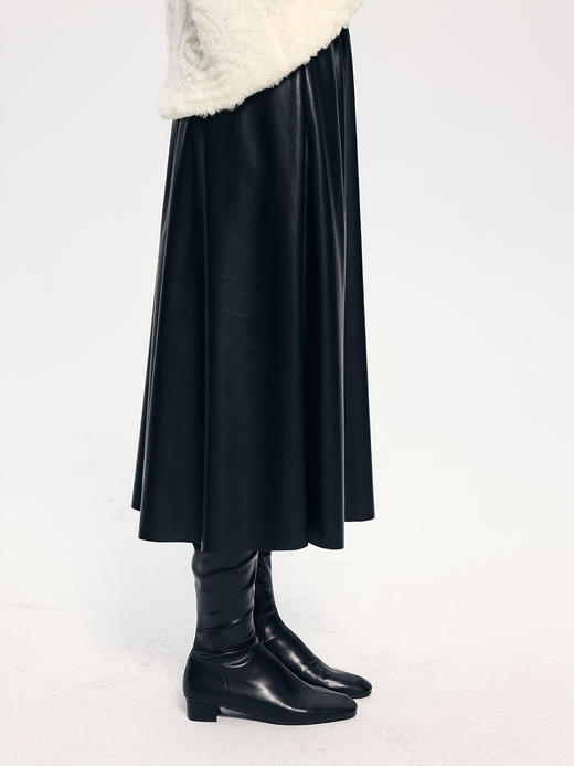 HeyDress法式皮半身裙女秋冬高腰伞摆皮裙仿蛋白皮垂感气质a字裙 商品图2