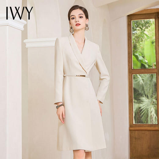 IWY/米白色小香风连衣裙女西装裙子秋冬名媛气质职业套装裙高级感工作服Q982-M 商品图0
