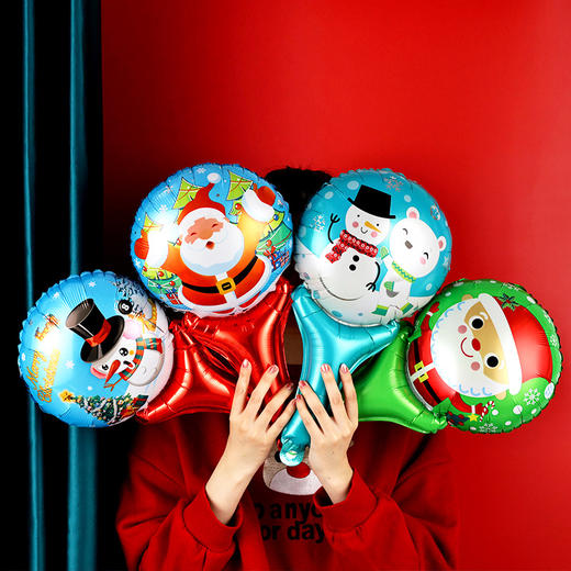 送打气筒【派对喜庆装饰❗️卡通圣诞气球】手持打击棒 头戴头箍 儿童铝膜气球圣诞节日装饰用礼品新年礼盒年货礼盒 商品图1