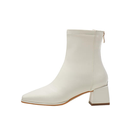 【耐磨防滑❗️法式短靴】女秋季新款粗跟单靴复古白色方头短筒马丁靴女靴单靴 商品图4