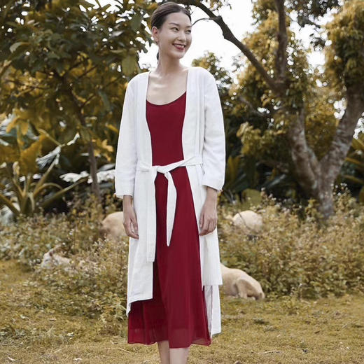 岐氏姐妹 棉麻开衫提花外披淡雅舒适棉麻上衣20-88-DY199 商品图2