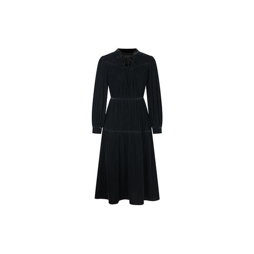 HeyDress法式复古丝绒连衣裙女秋冬宽松收腰气质小黑裙赫本礼服裙 商品图4