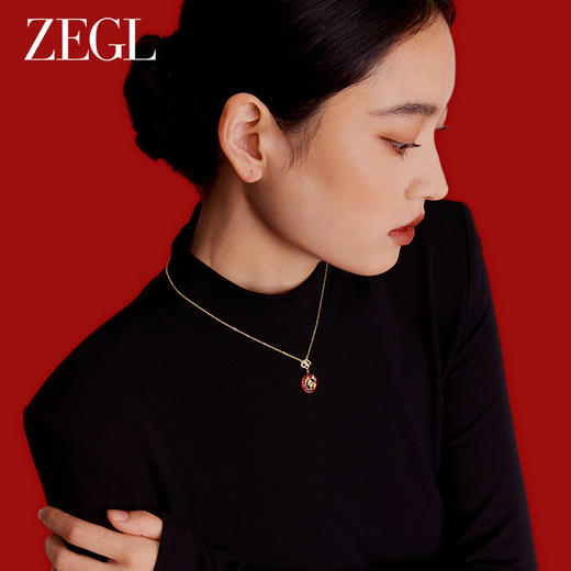 ZEGL设计师本命年龙系列S925银红玛瑙项链女生轻奢小众新年锁骨链 商品图3
