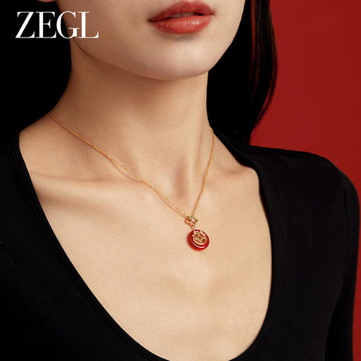 ZEGL设计师本命年龙系列S925银红玛瑙项链女生轻奢小众新年锁骨链 商品图5