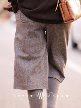 摩登回忆 羊毛桑蚕丝混纺雪花棕百慕大中裤