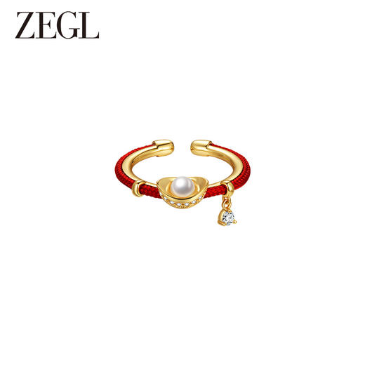 ZEGL设计师本命年龙系列红色开口戒指女小众设计古风元宝食指戒子 商品图2