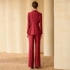 IWY/高端红色宴会礼服西装套装女气质年会主持人正装双排扣正装33006C1+P6 商品缩略图3