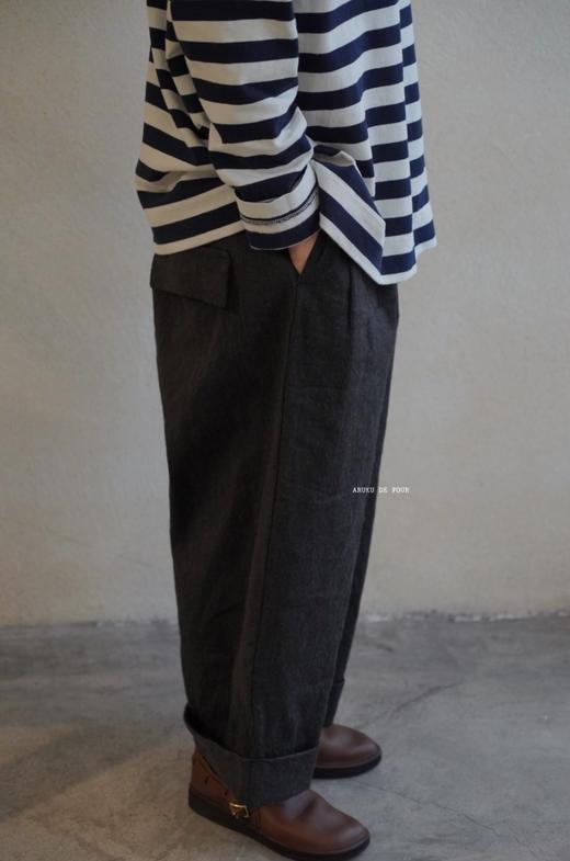 ALBUM DI FAMIGLIA 炭黑INOX质感阔腿裤休闲裤 商品图1