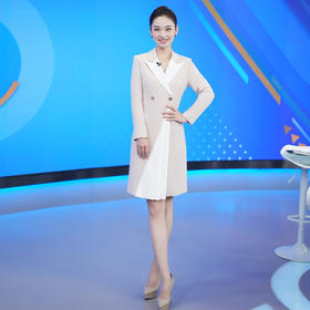 IWY/优雅上镜主持人正装女拼色设计感艺考礼服高端西装连衣裙高级Q13327