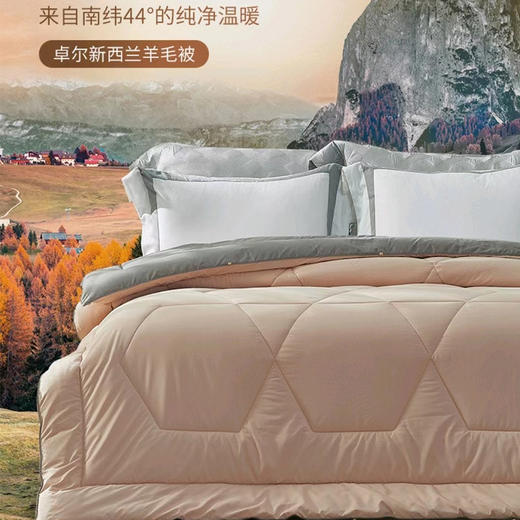 【爆】【6F】富安娜卓尔新西兰100%羊毛春秋被  米色&灰色双面撞色，吊牌价1280元，活动价299元 商品图0