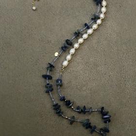 蓝晶石珍珠混搭项链