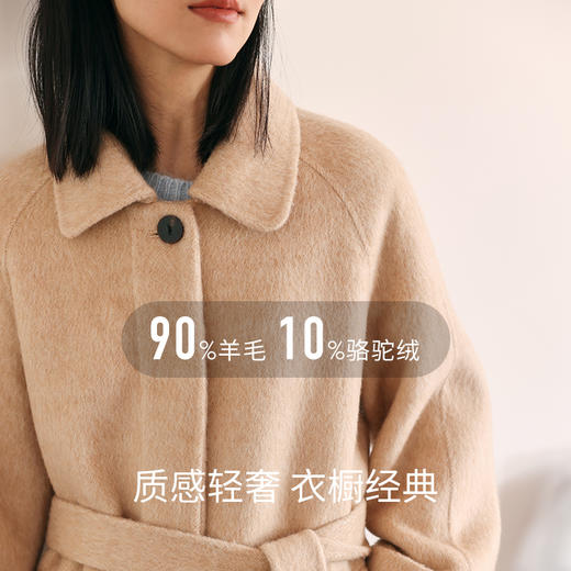 HeyDress复古翻领毛呢外套女秋冬宽松收腰羊毛大衣气质双面呢 商品图2