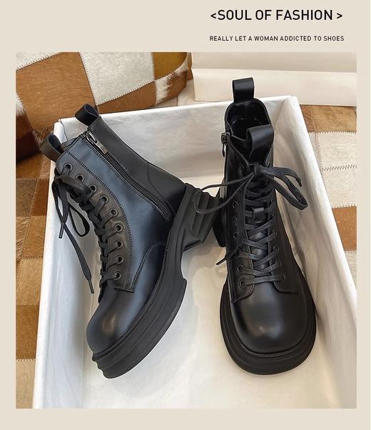 不挑脚型【增高显瘦❗️中筒马丁靴】百搭耐看，甜妹辣妹女新款英伦风复古增高靴子女春秋单靴厚底时尚短靴 商品图1