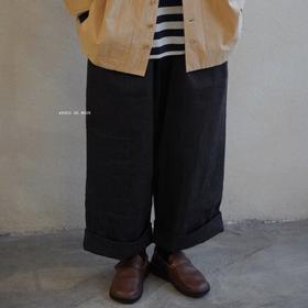 ALBUM DI FAMIGLIA 炭黑INOX质感阔腿裤休闲裤