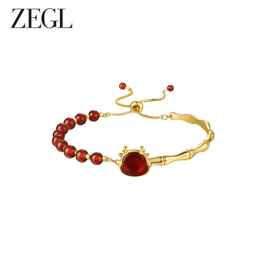 ZEGL设计师本命年龙系列红玛瑙竹节手链女生小众节节高升新年手饰 商品图0