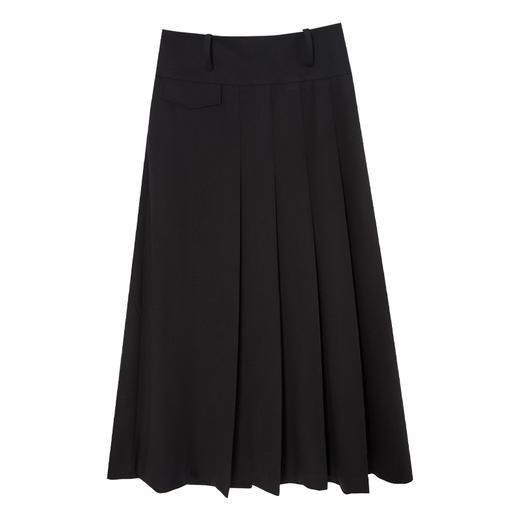 西嘉C+IMPRESS/西嘉知识分子分黑色半身裙女秋冬美丽诺羊毛高腰百褶裙BQ2304117 商品图4