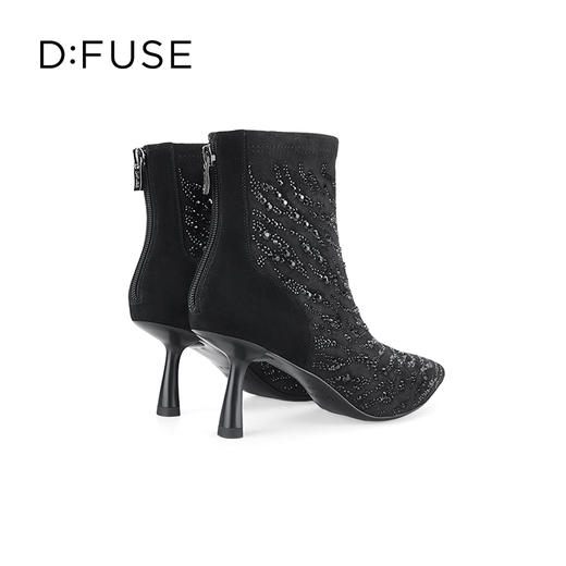 DFuse迪芙斯冬季新款尖头斑马纹弹力踝烫钻短靴DF34116055 商品图3