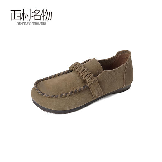 西村名物2023年秋季新款复古舒适百搭真皮乐福鞋玛丽珍单鞋平底X23CM33591 商品图3
