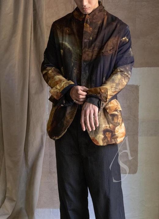 Paul Harnden  男士SADKO印花/浅黄色/浅灰色羊毛BLAZER西装外套 商品图1