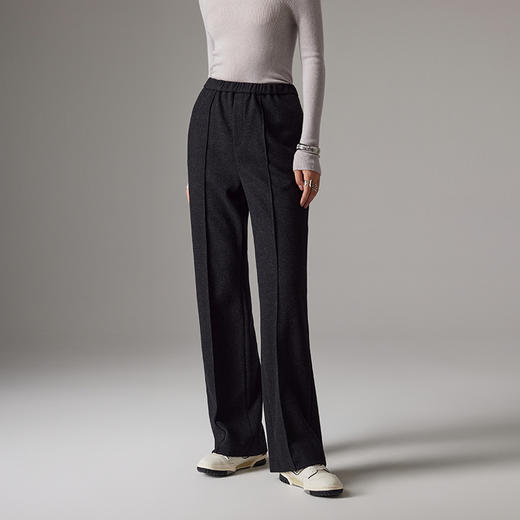 IN AND ON软糯秋冬新款经典休闲显瘦通勤羊毛针织直筒运动阔腿裤53786 商品图5