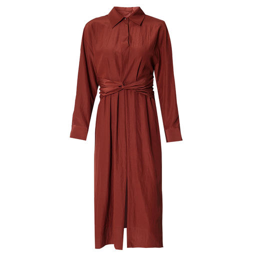 VIMAGE/纬漫纪秋季新款束腰优雅纯色开叉V领显瘦连衣裙VC2107230 商品图4