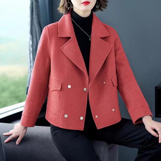 D6069 /D6223        时尚气质通勤百搭短款双面羊绒大衣短款外套（特价不退换，扣子有差异） 商品图0