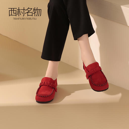 西村名物2023年秋季新款复古舒适百搭真皮乐福鞋玛丽珍单鞋平底X23CM33591 商品图0